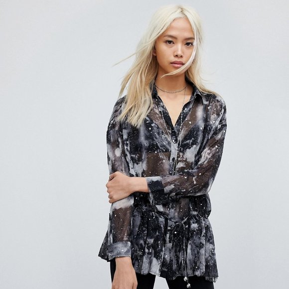 religion Gray Oversize Shirt In Star Print - Picture 4 of 8